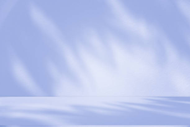 istock Studio style background wall decoration presentation uses white and blue tones. with shadows cast from a nearby window, concept creating a decorative 2201833934