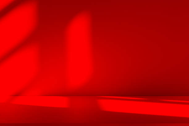istock Wall interior background, studio and backdrops show products.with shadow from window color red . background for text insertion and presentation product 2201833935