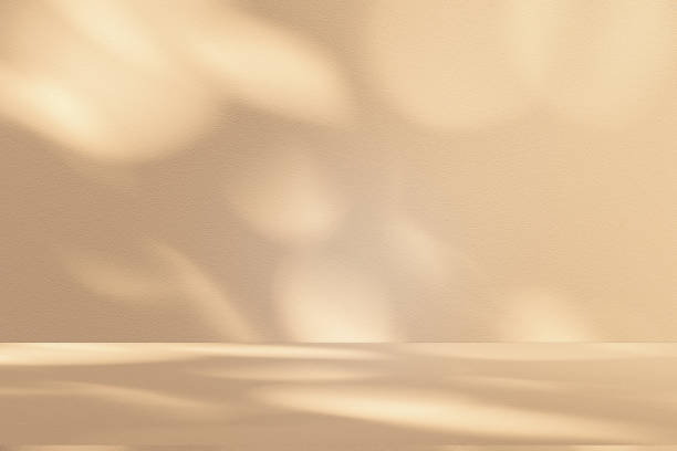 istock Studio style background wall decoration presentation uses white and beige tones. with shadows cast from a nearby window, concept creating a decorative 2201833963