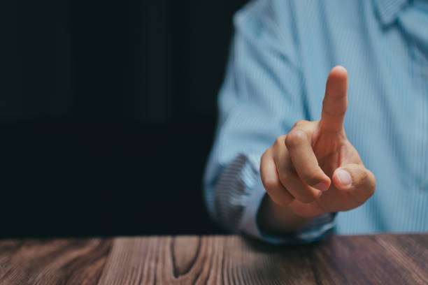 istock Hand Gesture Indicating Stop with Selected Focus on Finger Pointing, Business concept 2201837983