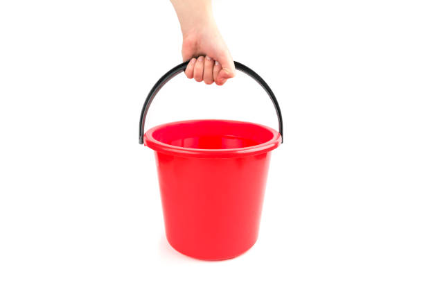 Water filled bucket viewed from high angel view.