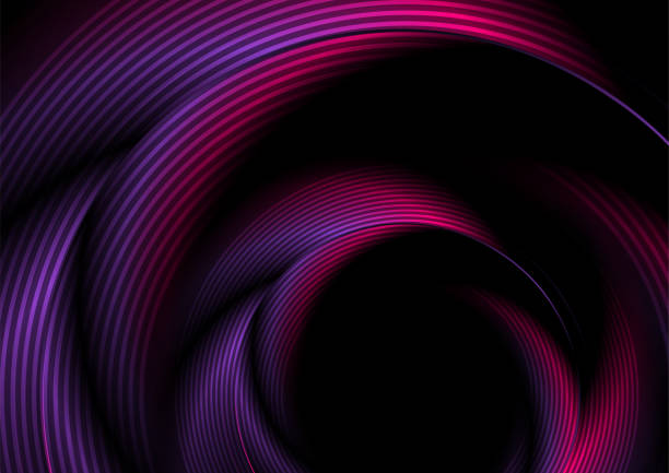 istock Pink violet blurred glossy circles and radial lines abstract glowing geometric background 2201843783