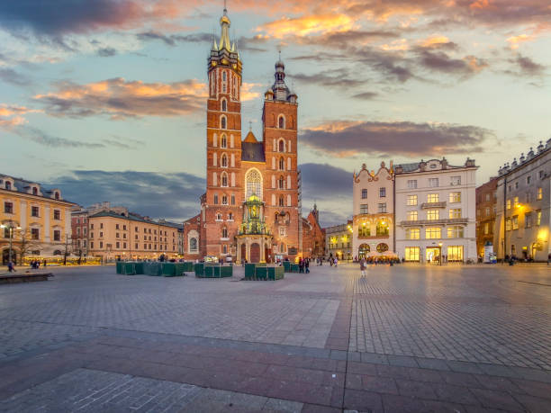 istock Evening on the old market square in Krakow, Poland. 2201847962