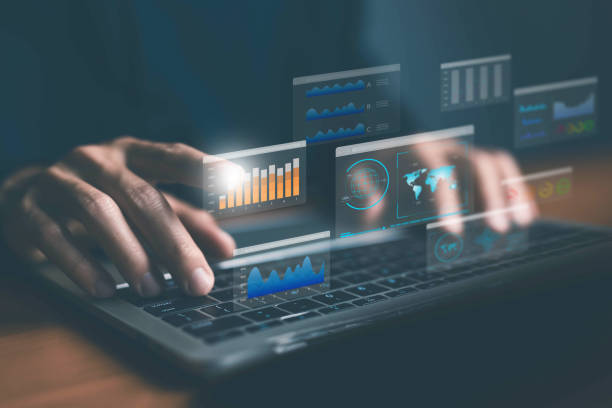 istock Businessman analysis shows a digital dashboard chart of the financial database. concept of business management, analytics market. Reporting platform overview, CRM system, ai data research 2201849228