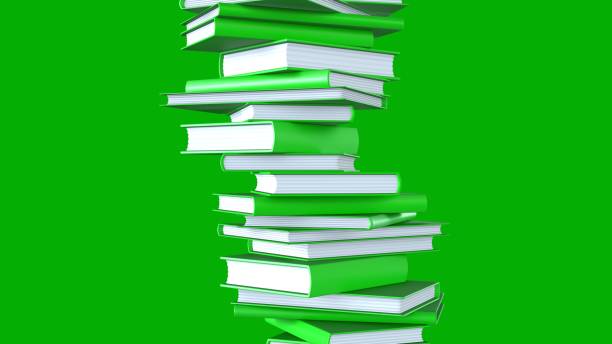istock Stacked green books isolated on green background. 2201852195