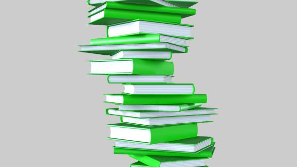 istock Stacked gold books isolated on gray background. 2201852198
