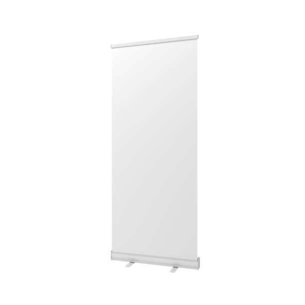istock Roll up banner. Mockup. Isolated. 3d illustration. 2201853075