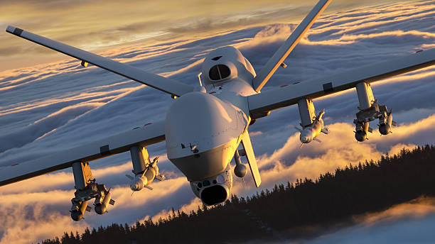 istock Unmanned combat aircraft on mission 2201855456