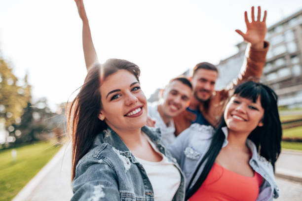 istock happiness friends having fun on the city 2201856325