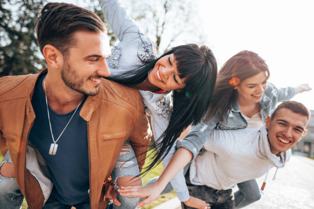 istock happiness friends having fun on the city 2201856677