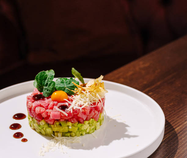 istock Creative culinary presentation of a vibrant dish featuring colorful ingredients on a round plate 2201857976