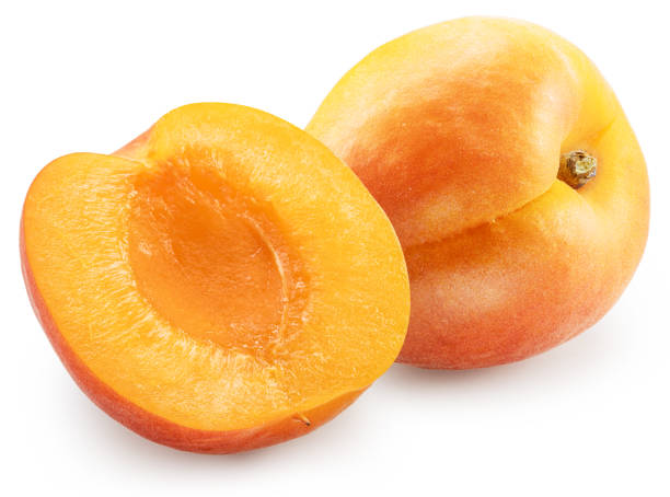 istock Ripe apricot and apricot half isolated on white background. File contains clipping path. 2201858919