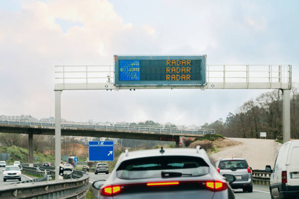 istock Speed radar sign in a highway 2201864556