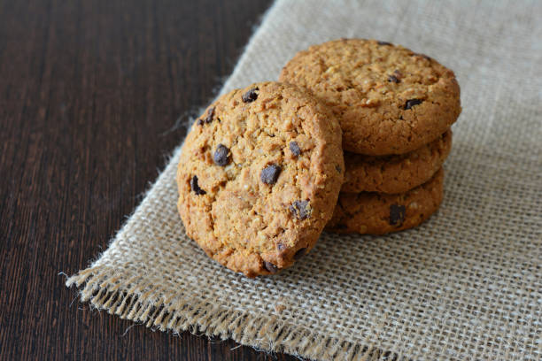 istock Oatmeal Chocolate Chip Cookies on burlap 2201868350