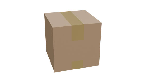 istock 3D model of a cardboard box on a white background, box 2201869759