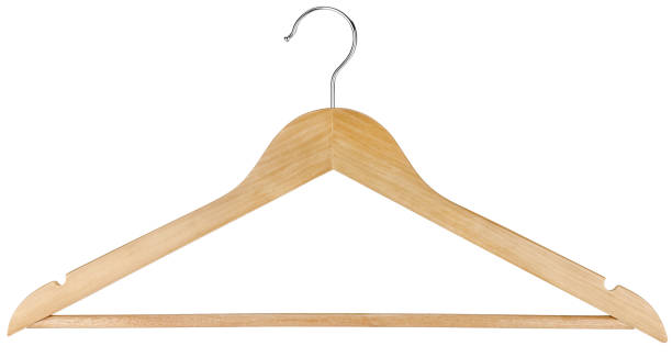 istock Wooden hanger for clothes isolated on a white background. Completely in focus. Focus stacking. 2201870060