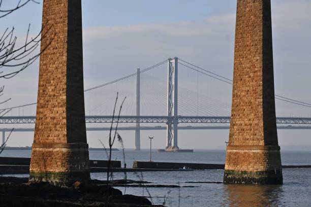 Forth Bridge and Queensferry Crossing in Scotland