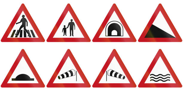 istock Collection of warning road signs in Israel 2201875262
