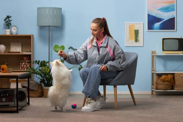 istock Interacting with Pet Dog in Cozy Living Space 2201876948