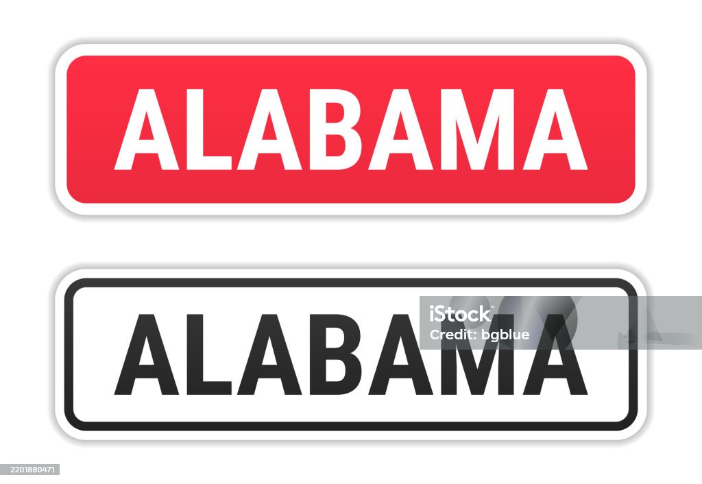 Alabama Address Labels Alabama Red And Black Labels On White Background Stock Illustration ...