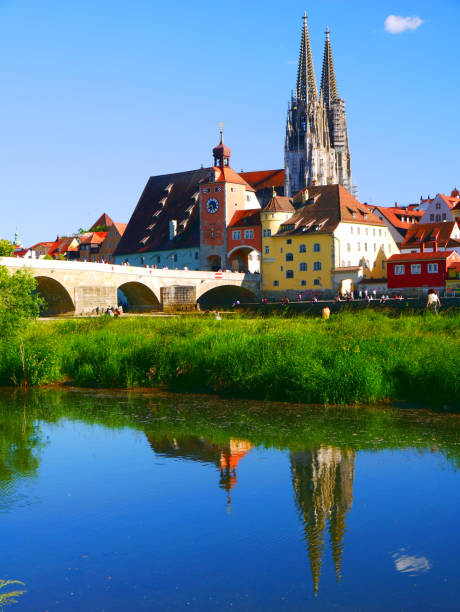istock Regensburg, Germany: The cathedral is reflected in the water 2201887120