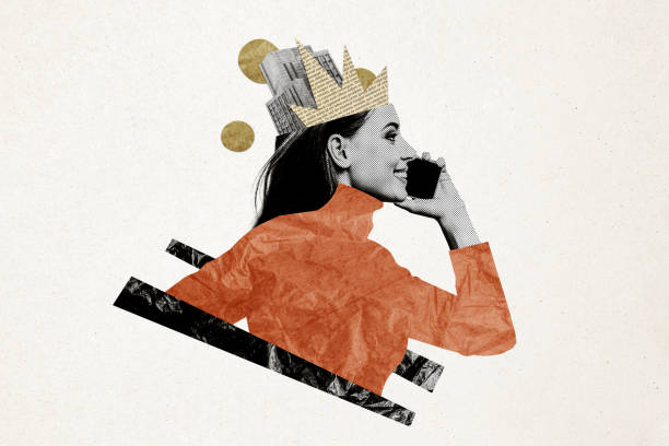 istock Creative image collage young woman speak phone call communication concept remote conversation internet online city urban environment 2201893292