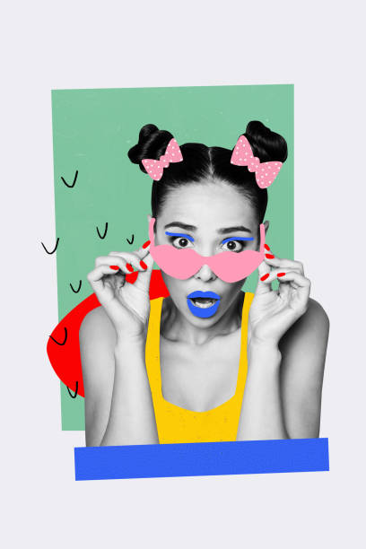 istock Vertical image collage excited young woman speechless stupor look eyewear glasses makeup colorful painted face expression 2201894229