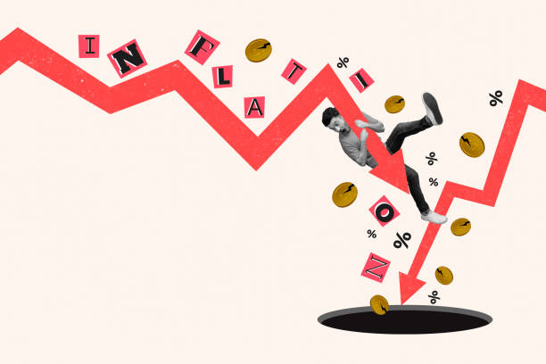 istock Creative collage image young man falling down economy business failure rate inflation currency golden coins drawing background 2201895365