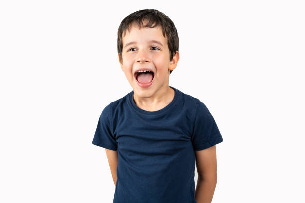 istock Child wearing casual t-shirt standing 2201895449