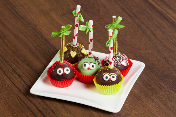 Halloween dessert funny monsters made of chocolate.