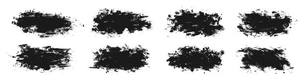istock Black paint brush strokes isolated on white background. Dark watercolour set. Abstract textured effect bundle. Graphic design grungy painted style concept for ads, offer, big, mega, or flash sale 2201896566