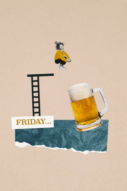 Vertical collage picture beer glass friday celebration beverage drink jumping man poop ladder entertainment relaxation pub bar Vertical collage picture beer glass friday celebration beverage drink jumping man poop ladder entertainment relaxation pub bar. drunk visual stock pictures, royalty-free photos & images