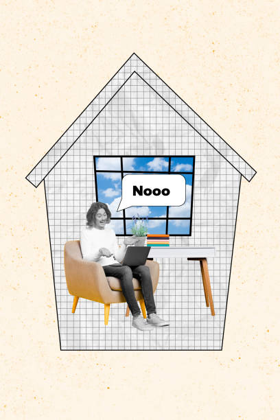 istock Vertical creative collage picture young man regret no laptop remote worker checkered house indoors freelancer programmer 2201904257