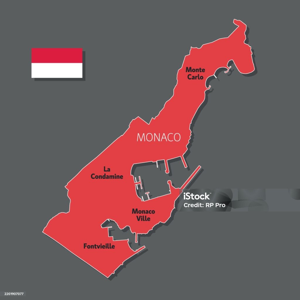 Monaco Language Vector Map Of Monaco Stock Illustration - Download Image Now - Abstract ...