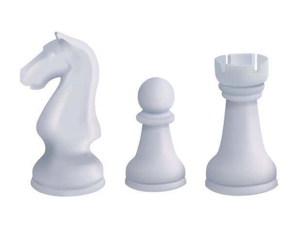 istock Chess vector 3D icons set. White 3D icons with chess. Pawn, horse and rook. Chess match concept. Strategy or business 2201907422