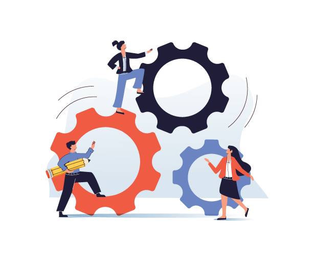 Team building and leadership. Career growth and job opportunities. Dedicated team, software development professionals Team building and leadership. Career growth and job opportunities. Dedicated team, software development professionals, business model in IT concept. Vector isolated concept creative illustration dedication industry stock illustrations