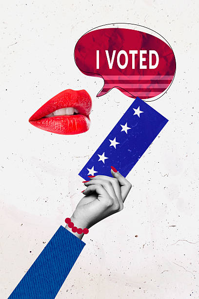 istock Vertical picture collage woman hand mouth psychedelic concept lips textbox voted make choice election referendum drawing background 2201908305