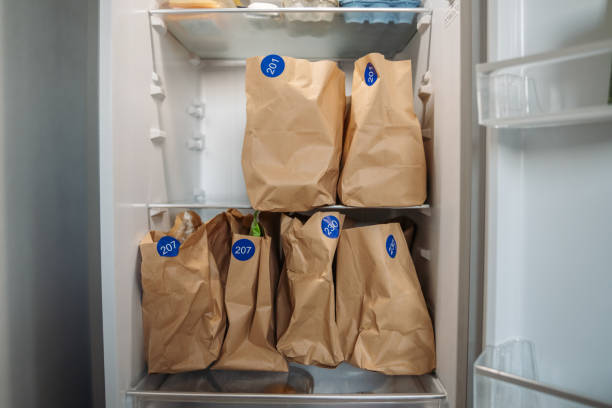 istock Groceries in brown paper bags 2201910147
