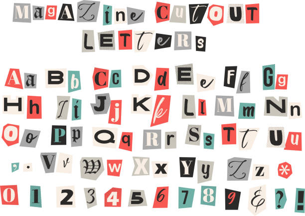 istock Magazine cutout letters. Criminal, blackmail, anonymous or detective font isolated on transparent background 2201910409