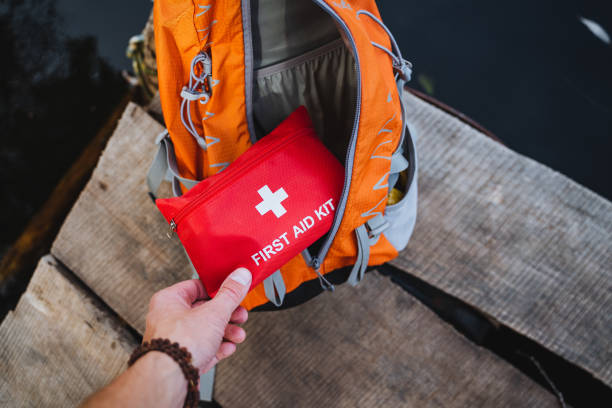 istock When preparing for outdoor adventures, remember to prioritize a wellequipped First Aid Kit and a properly organized Backpack Setup 2201910511