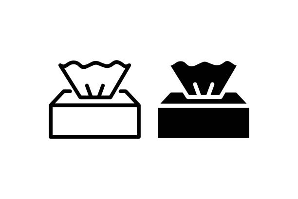 Tissue box icon outline and solid Vector Tissue box icon outline and solid Vector facial tissue stock illustrations