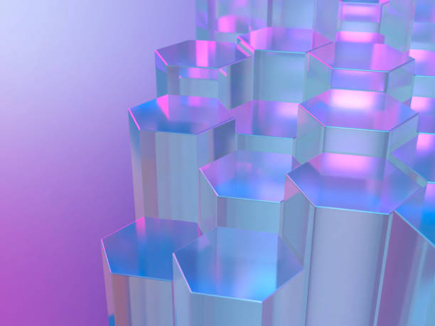 istock 3D illustration of a geometric space made up of hexagonal prisms 2201916035