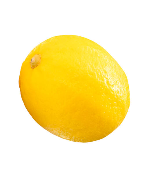 istock Single ripe yellow lemon fruit isolated on white background with clipping path 2201919410