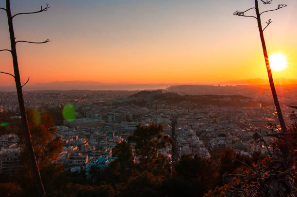 istock Panoramic view of Athens city from Lycabettus hill, after sunset. 2201925738