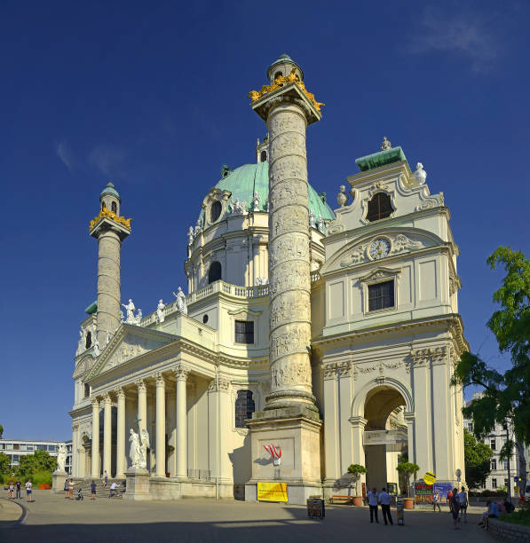 Vienna, Austria - St. Charles's Church (Karlskirche) in Vienna at sunset - Vienna is UNESCO World Heritage Site