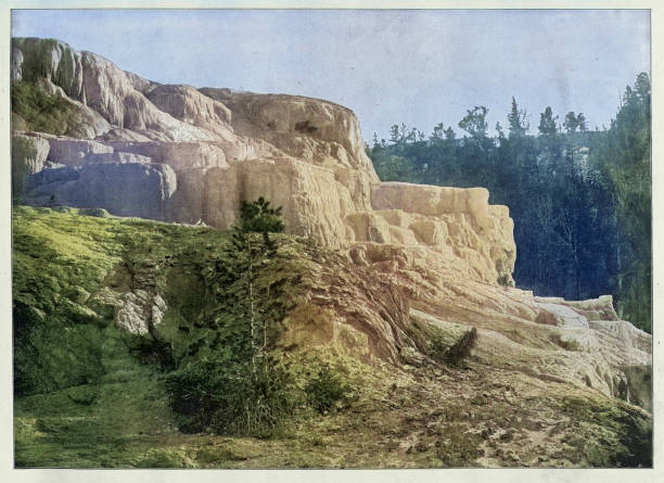 Cleopatra Terrace, Mammoth Hot Springs, Yellowstone Park, Victorian, Vintage photograph, 1890s, 19th Century