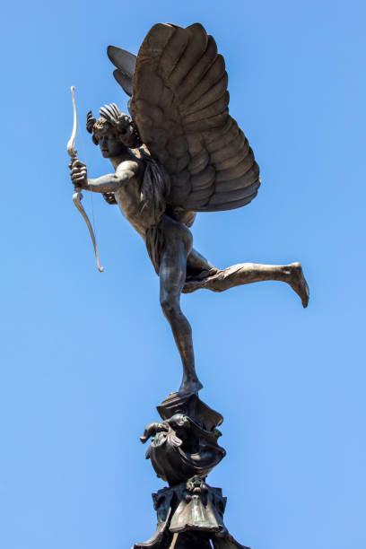 London, UK - May 26th 2023: Eros statue, also known as the Shaftesbury Memorial Fountain, located on Piccadilly Circus in London, UK.