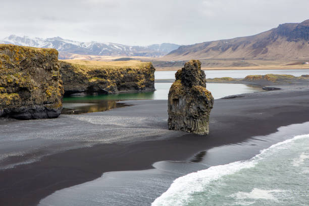 istock Black beach and majestic landscape in Iceland 2201931736