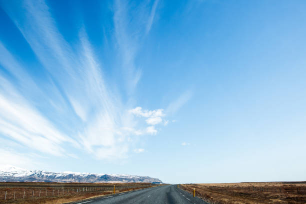 Road and blue clear sky in Iceland