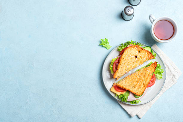 Fresh club sandwich cut in half